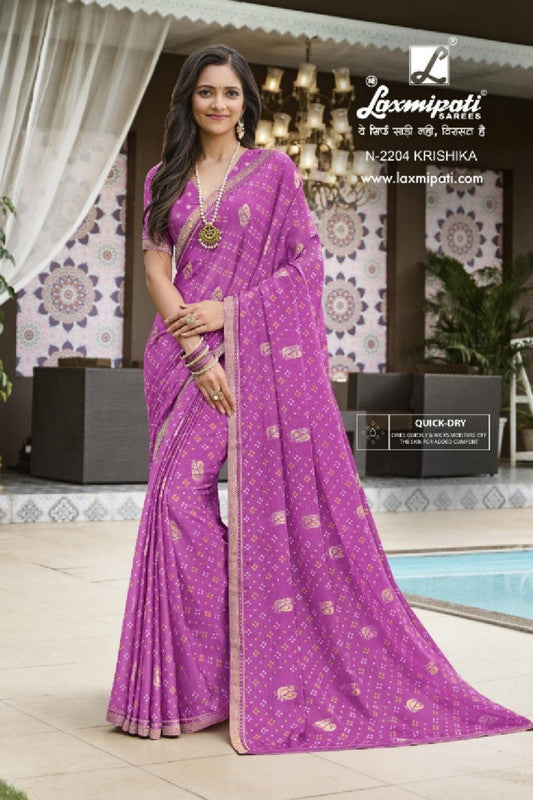 Laxmipati Amrit Varsha N-2204 Violet Sparkle Chiffon Saree