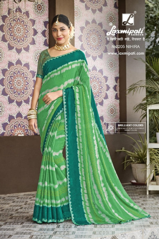 Laxmipati Amrit Varsha N-2205 Green Silk Chiffon Saree