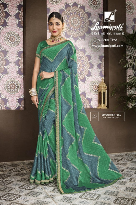 Laxmipati Amrit Varsha N-2209 Blue Silk Chiffon Saree