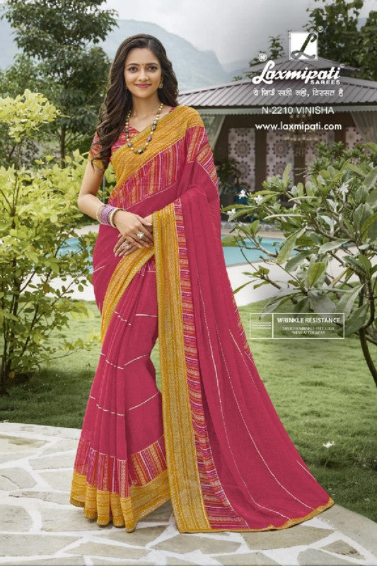 Laxmipati Amrit Varsha N-2210 Pink Chiffon Saree