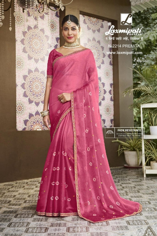 Laxmipati Amrit Varsha N-2214 Pink Jimmy Organza Saree