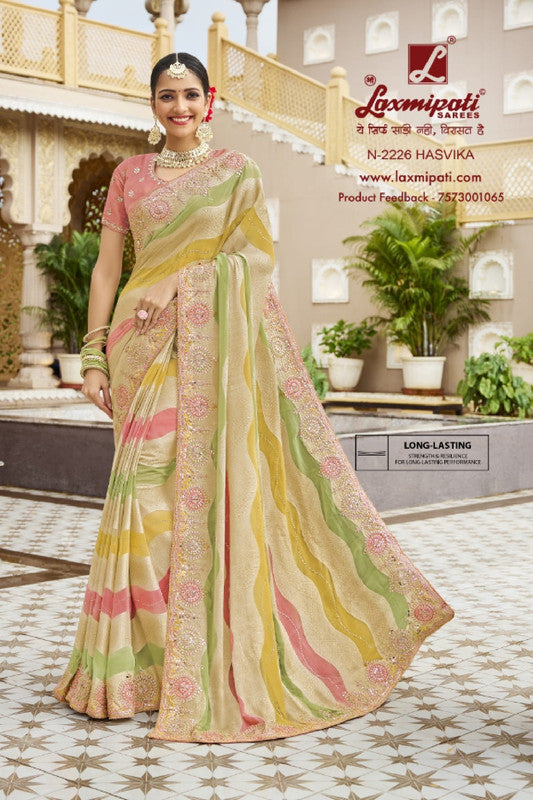 Laxmipati Malmal N-2226 Multicolor Jacquard-Georgette Saree