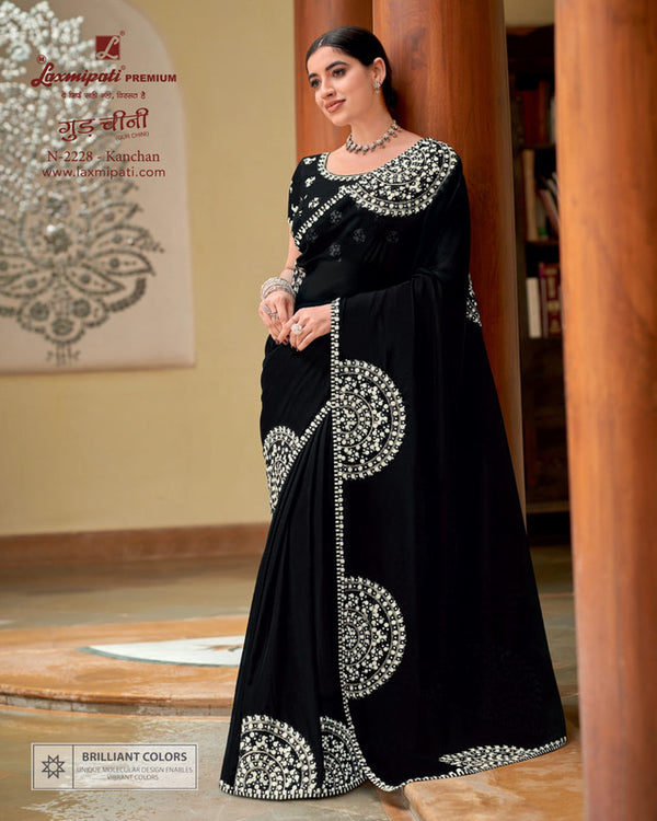 Laxmipati Gud Chini N-2228 Black Organza Saree