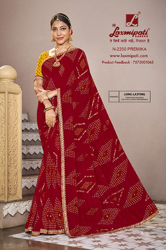 Laxmipati Mangla N-2250 Red  Silk Chiffon  Saree