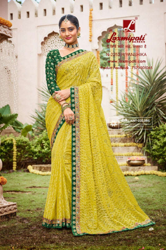 Laxmipati Dhan Laxmi N-2252 Yellow Brasso Saree