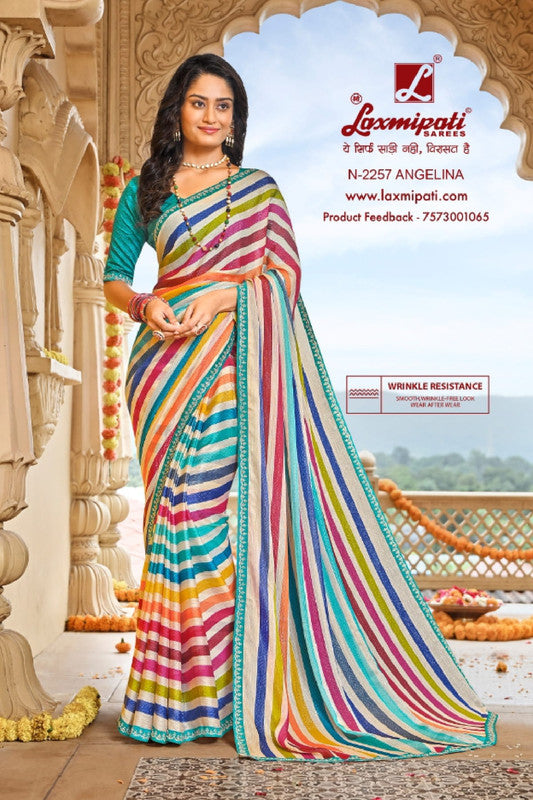 Laxmipati Dhan Laxmi N-2257 Multicolor Sparkle Chiffon Saree