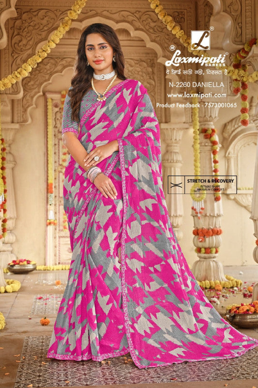 Laxmipati Dhan Laxmi N-2260 Violet Chiffon Saree