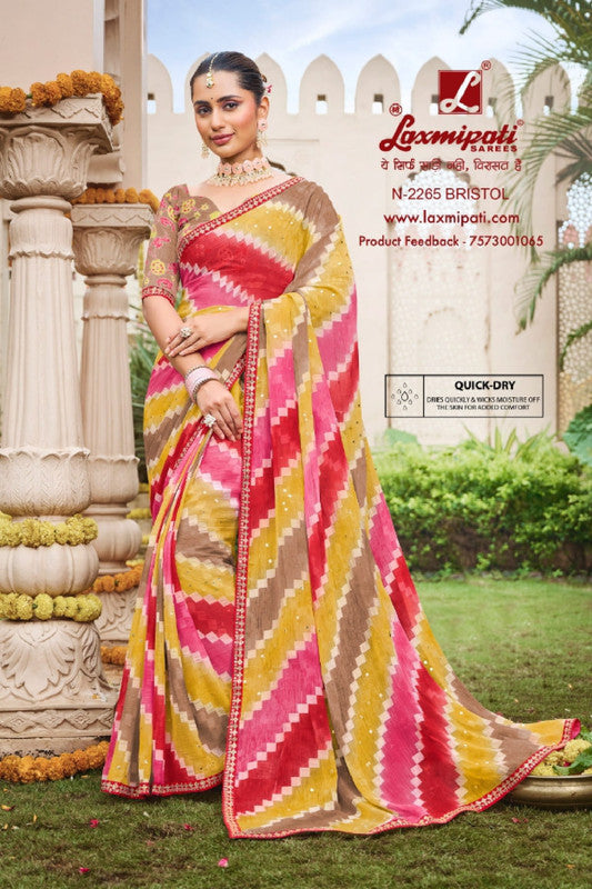 Laxmipati Dhan Laxmi N-2265 Multicolor Chiffon Saree