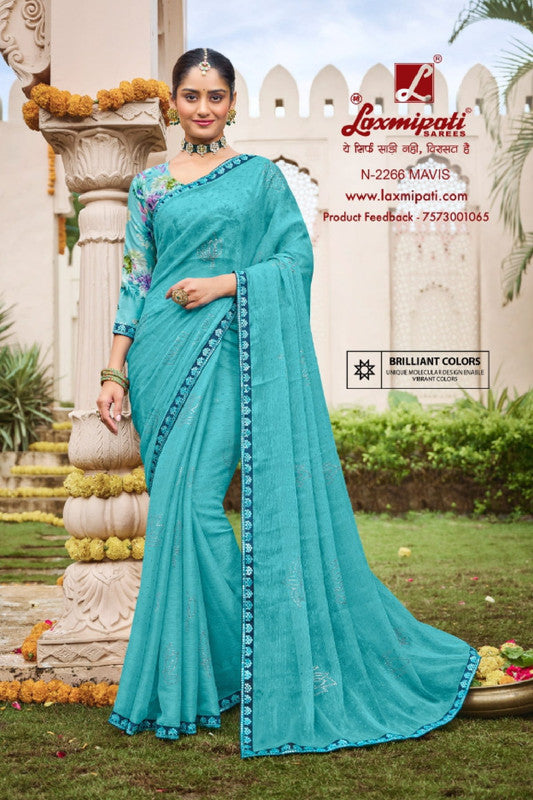 Laxmipati Dhan Laxmi N-2266 Blue Jimmy Choo Saree