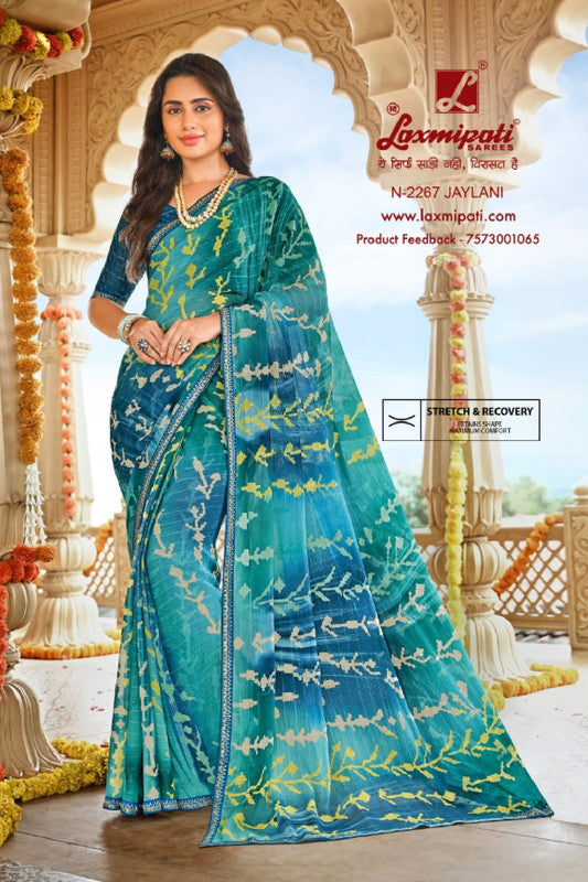 Laxmipati Dhan Laxmi N-2267 Blue Sparkle Chiffon Saree