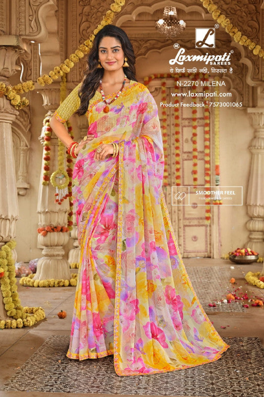 Laxmipati Dhan Laxmi N-2270 Multicolor Sparkle Chiffon Saree