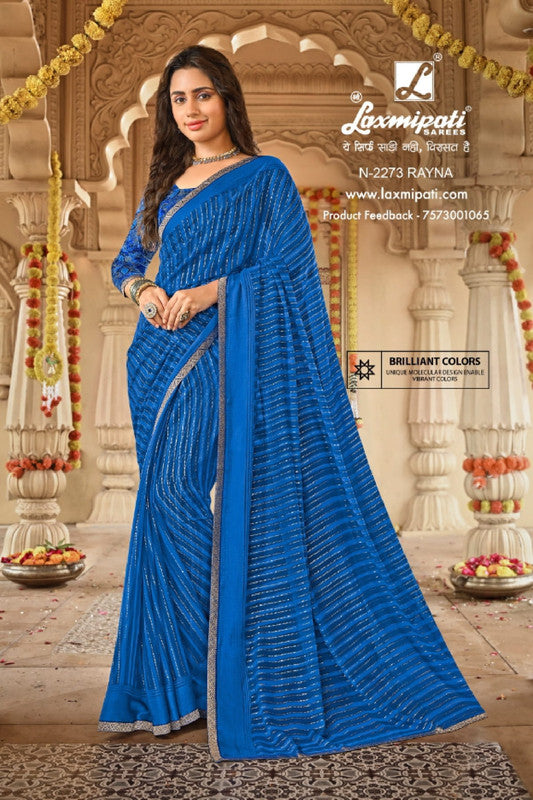 Laxmipati Dhan Laxmi N-2273 Blue Georgette Saree