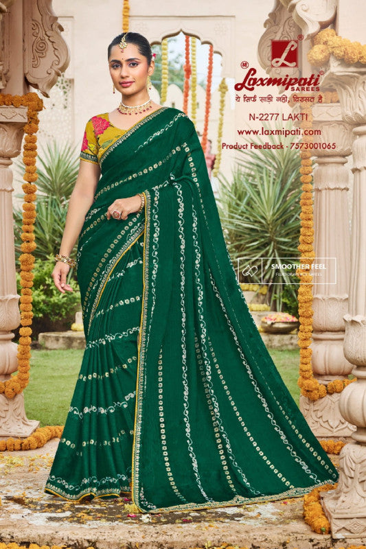 Laxmipati Dhan Laxmi N-2277 Green Silk Chiffon Saree