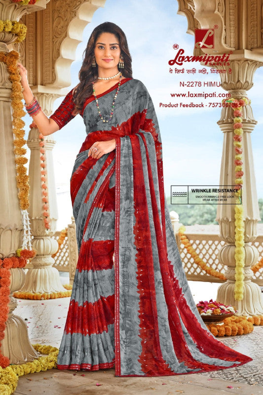 Laxmipati Dhan Laxmi N-2278 Grey Sparkle Chiffon Saree