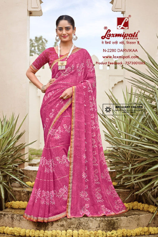 Laxmipati Dhan Laxmi N-2280 Pink Sparkle Chiffon Saree