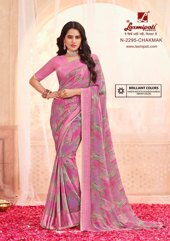 Laxmipati Rangmanch N-2295 Pink Georgette Saree