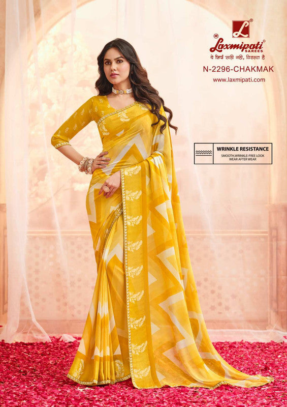 Laxmipati Rangmanch N-2296 Yellow Georgette Saree