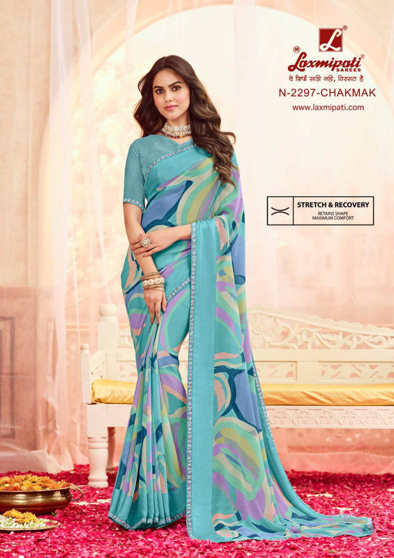 Laxmipati Rangmanch N-2297 Blue Georgette Saree