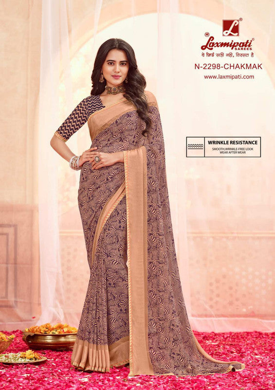 Laxmipati Rangmanch N-2298 Cream Georgette Saree