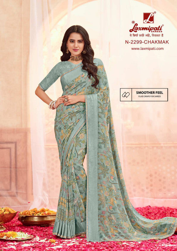 Laxmipati Rangmanch N-2299 Grey Georgette Saree