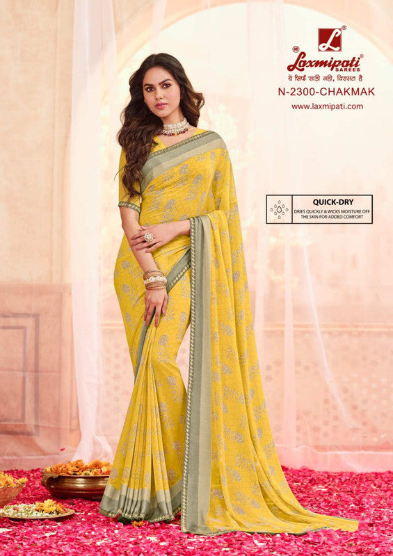 Laxmipati Rangmanch N-2300 Yellow Georgette Saree