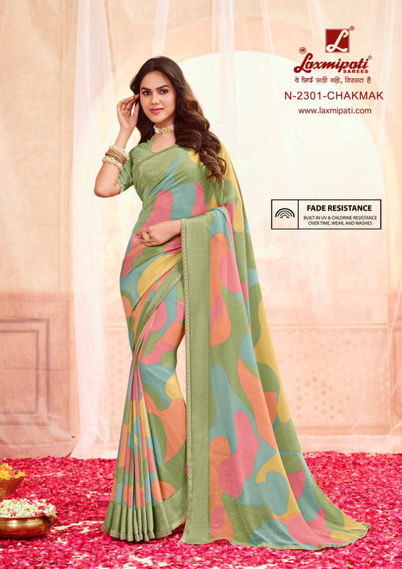 Laxmipati Rangmanch N-2301 Green Georgette Saree