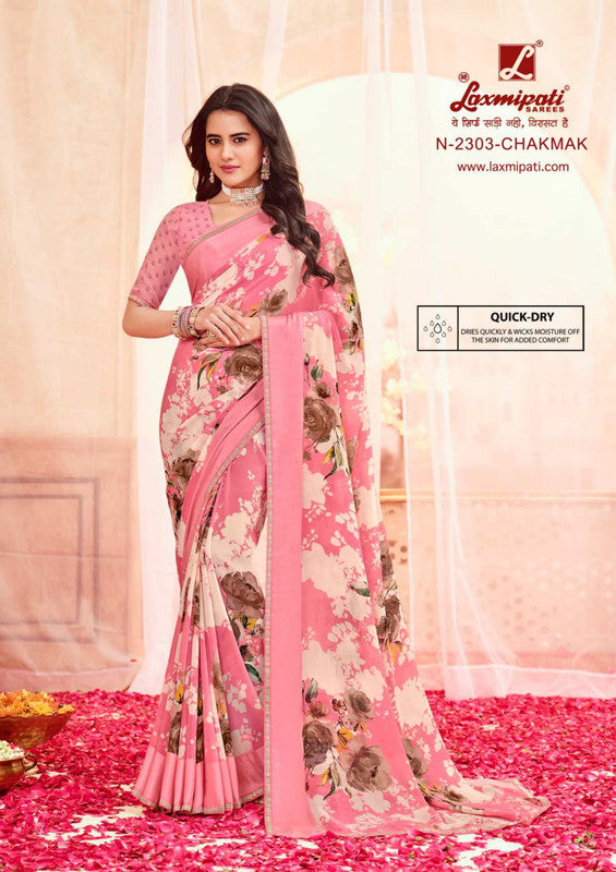 Laxmipati Rangmanch N-2303 Pink Georgette Saree