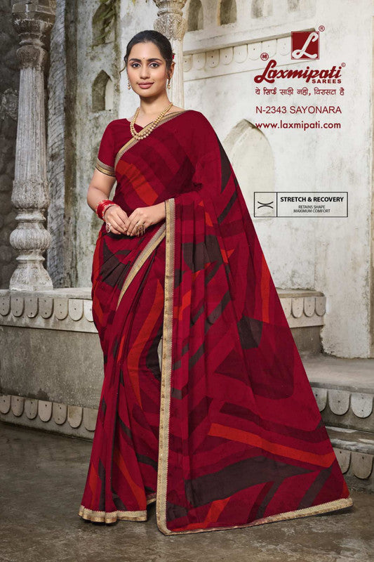 Laxmipati Zill Mill N-2343 Red Georgette Saree