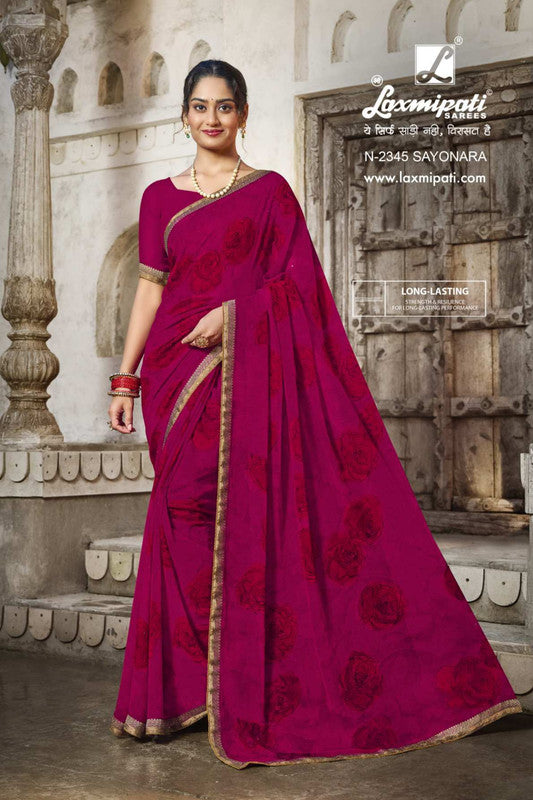 Laxmipati Zill Mill N-2345 Pink Georgette Saree