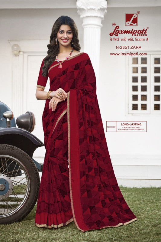 Laxmipati Zoya N-2351 Red Georgette Saree