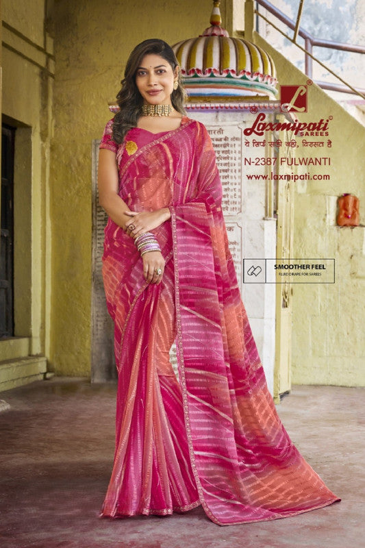 Laxmipati Parampara N-2387 Peach Moss Chiffon Saree