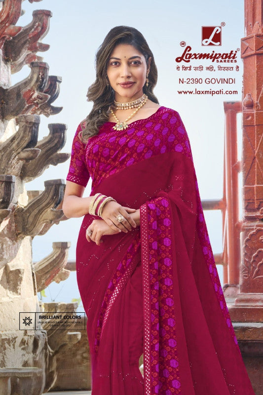 Laxmipati Parampara N-2390 Pink Georgette Saree