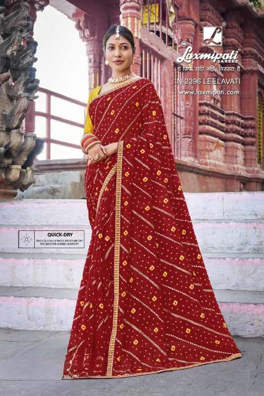 Laxmipati Parampara N-2396 Red Heavy Georgette Saree