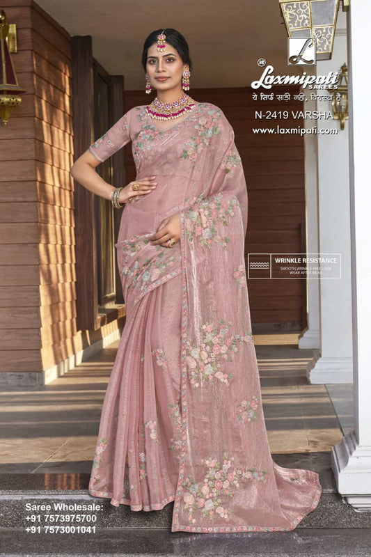 Laxmipati Aishwarya N-2419 Pink Jimmy Choo Saree