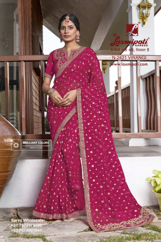 Laxmipati Aishwarya N-2421 Pink Organza Saree