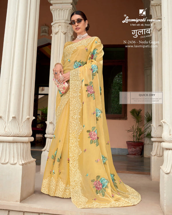 Laxmipati Gulaab N-2436 Yellow Jimmy Choo Saree