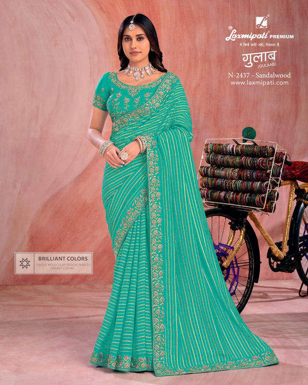 Laxmipati Gulaab N-2437 Blue Organza Saree