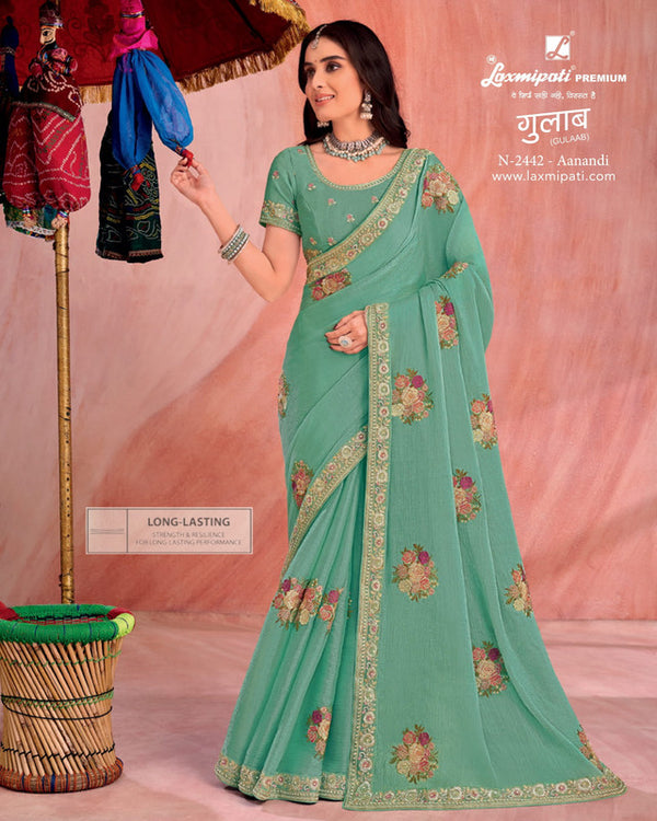 Laxmipati Gulaab N-2442 Green Jimmy Choo Saree