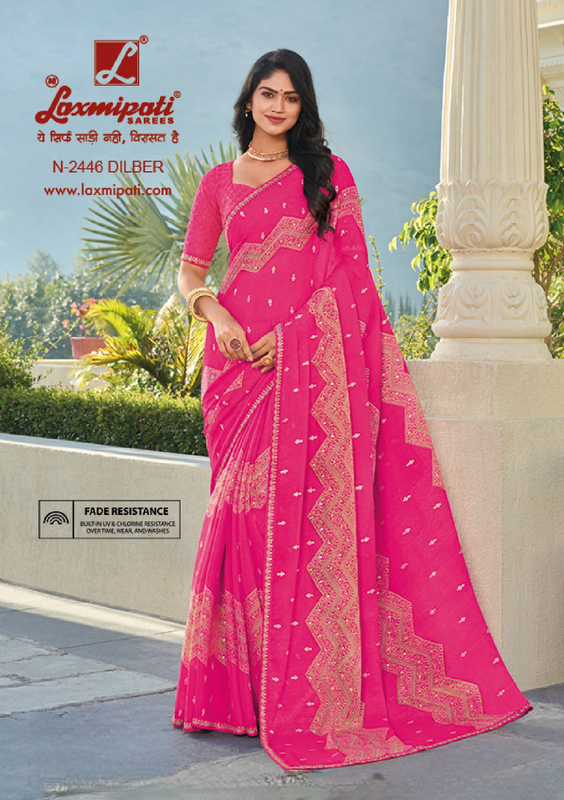 Laxmipati Rang Panchami N-2446 Pink Chiffon Saree