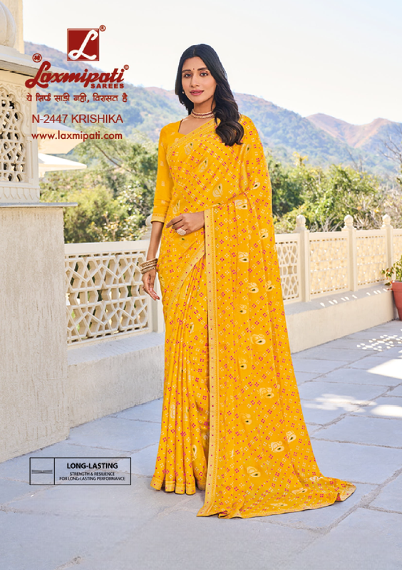 Laxmipati Rang Panchami N-2447 Mustard Sparkle Chiffon Saree