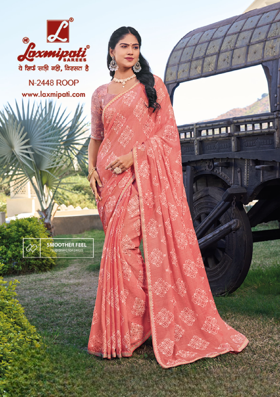 Laxmipati Rang Panchami N-2448 Peach Chiffon Saree