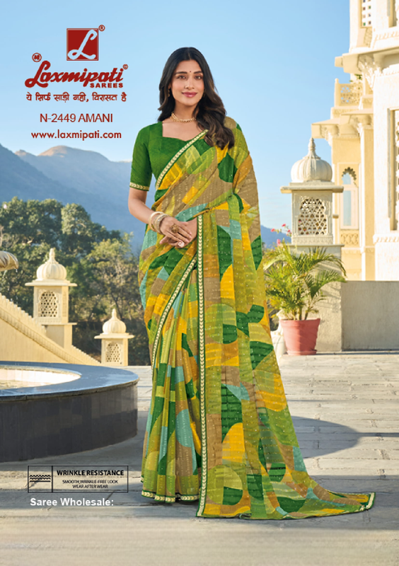 Laxmipati Rang Panchami N-2449 Multicolor Chiffon Saree