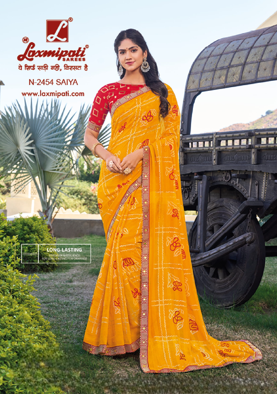 Laxmipati Rang Panchami N-2454 Mustard Chiffon Saree