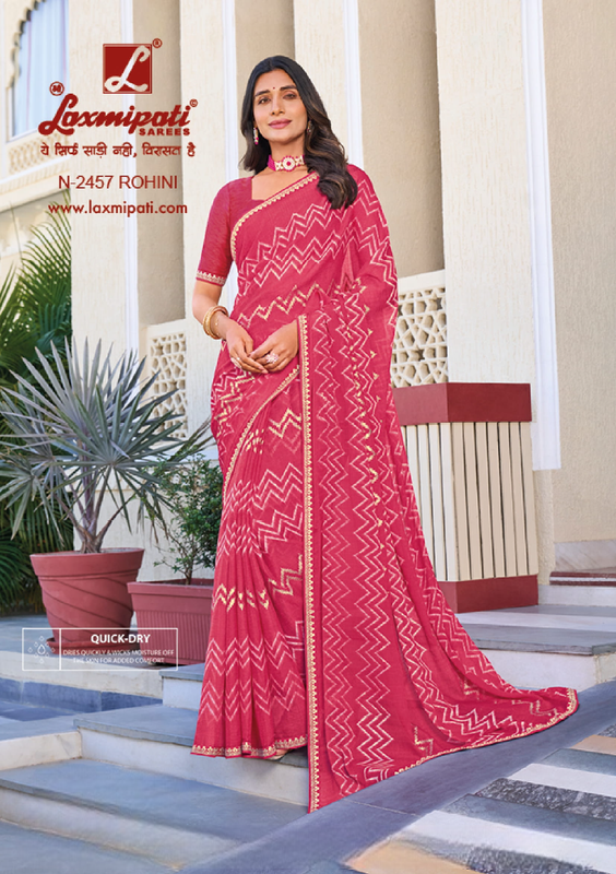 Laxmipati Rang Panchami N-2457 Pink Chiffon Saree