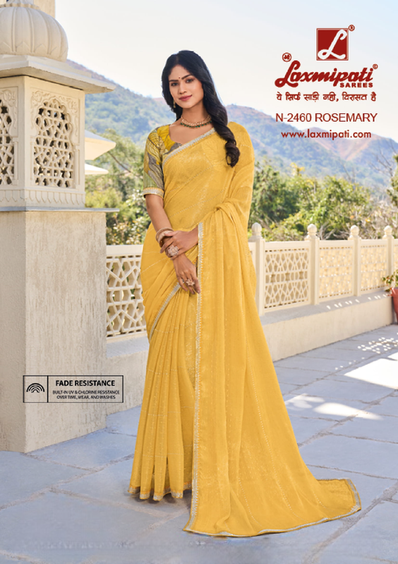 Laxmipati Rang Panchami N-2460 Mustard Sparkle Chiffon Saree