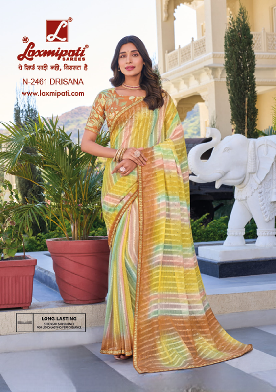 Laxmipati Rang Panchami N-2461 Multicolor Chiffon Saree