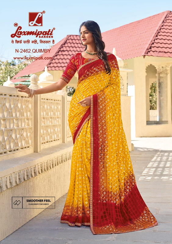 Laxmipati Rang Panchami N-2462 Mustard Chiffon Saree