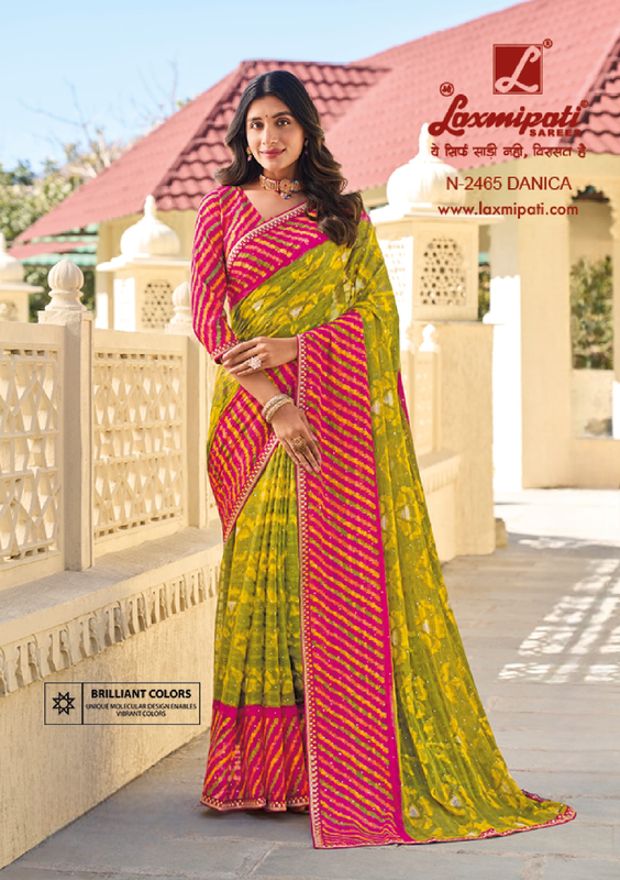 Laxmipati Rang Panchami N-2465 Multicolor Checks Chiffon Saree