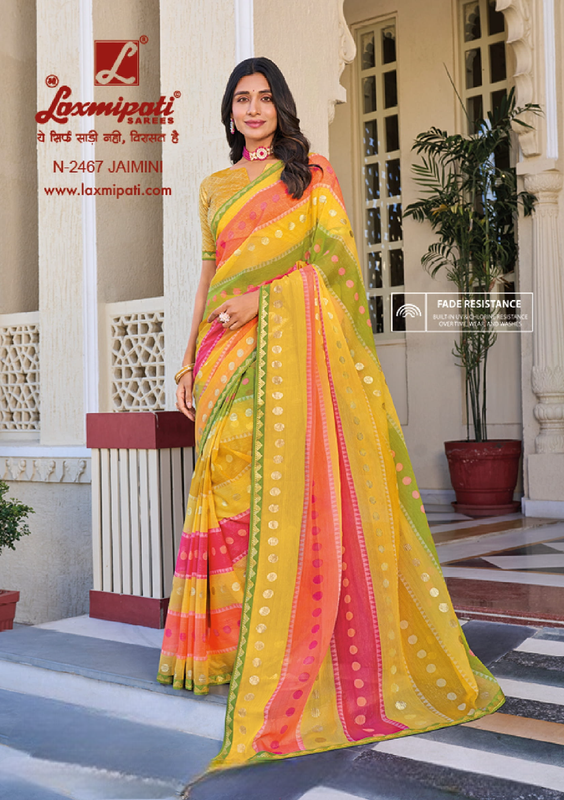 Laxmipati Rang Panchami N-2467 Multicolor Sparkle Chiffon Saree