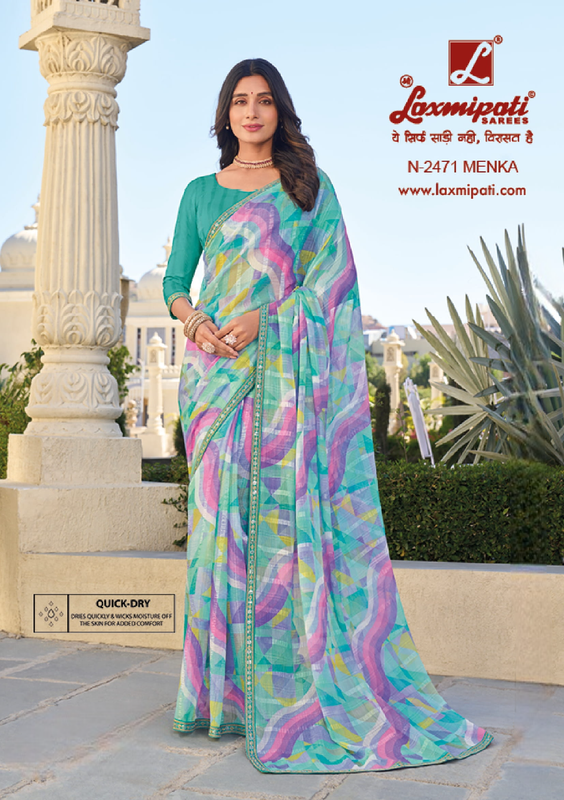 Laxmipati Rang Panchami N-2471 Multicolor Checks Chiffon Saree